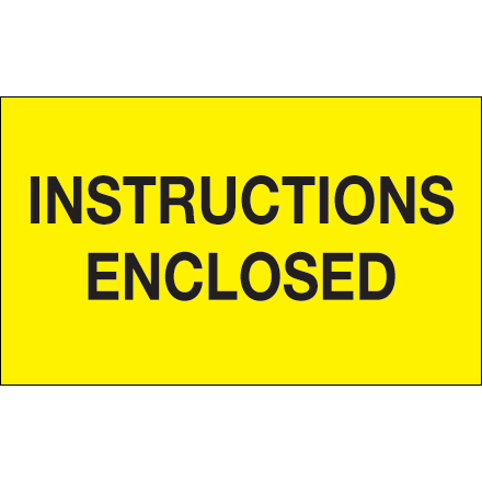 3 x 5" - "Instructions Enclosed" (Fluorescent Yellow) Labels