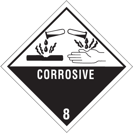 4 x 4" - "Corrosive - 8" Labels